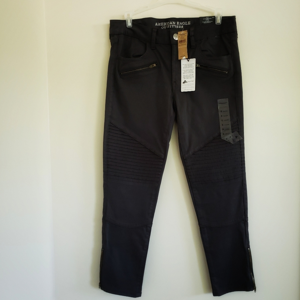 AMERICAN EAGLE Sateen Super Stretch Moto Jeggings